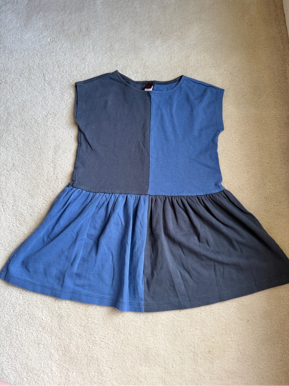 Tea Collection Color Block Dress Blue Black Girls Size 6